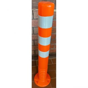 Słupek parkingowy blokujący U-12c | PCV, 75 cm, na stopie, elastyczny, uchylny, pomarańczowy